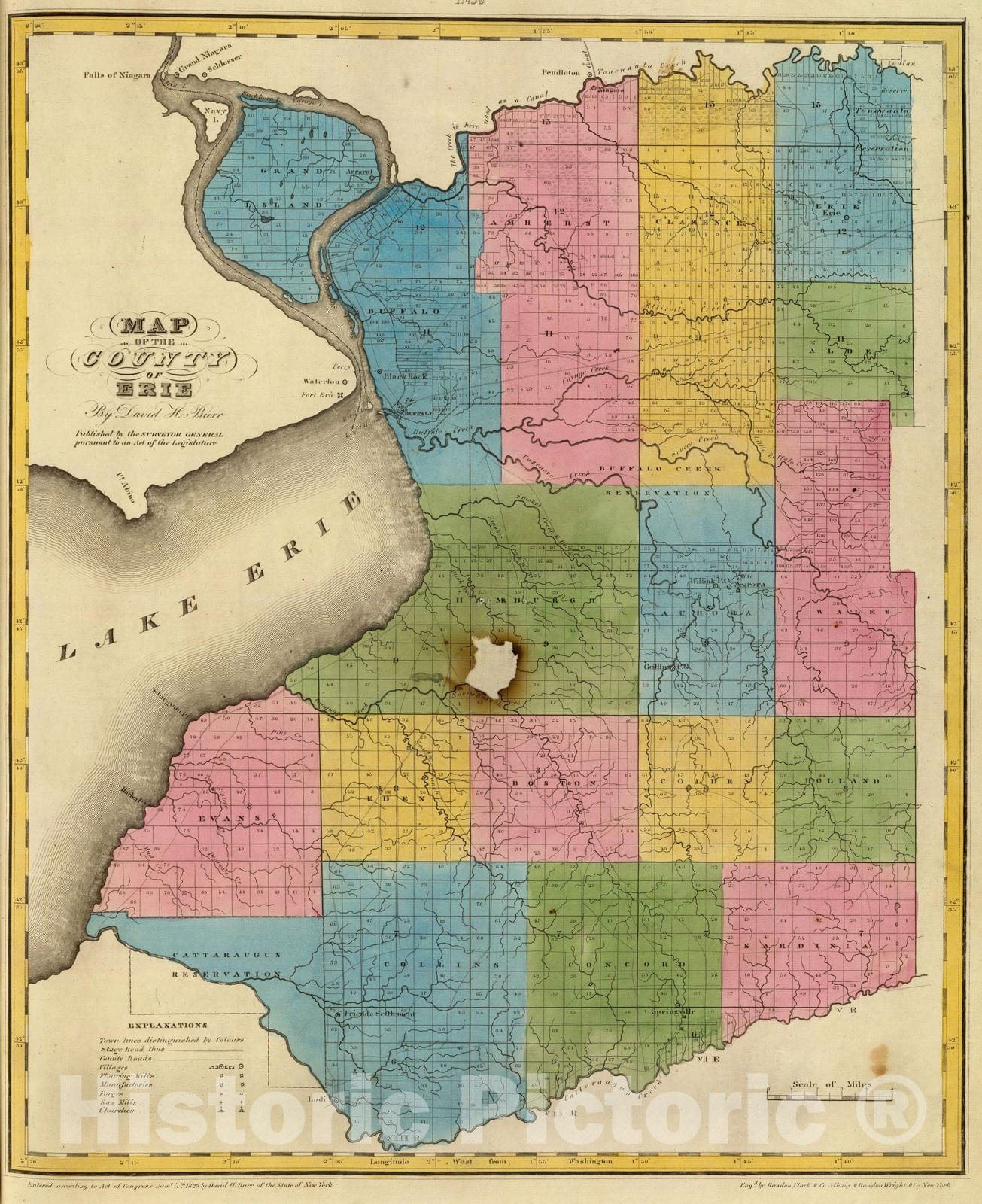 Historic Map : 1829 Erie County. - Vintage Wall Art
