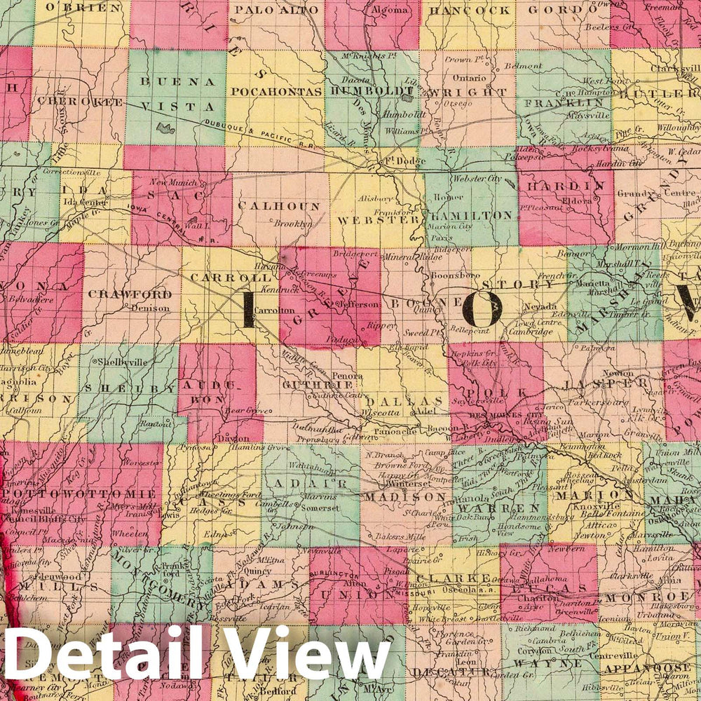 Historic Map : 1860 Iowa And Nebraska. - Vintage Wall Art