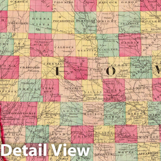 Historic Map : 1860 Iowa And Nebraska. - Vintage Wall Art
