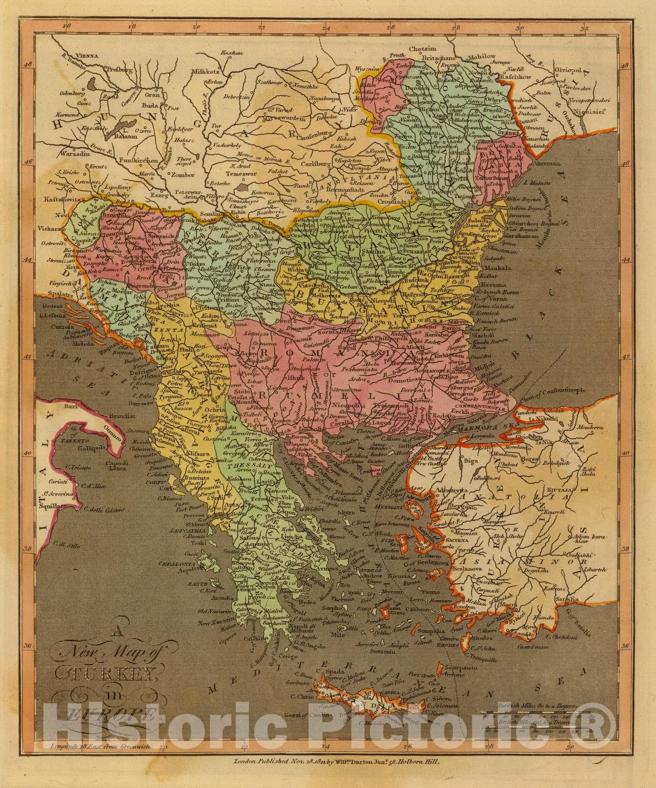 Historic Map : 1811 Turkey In Europe. v2 - Vintage Wall Art