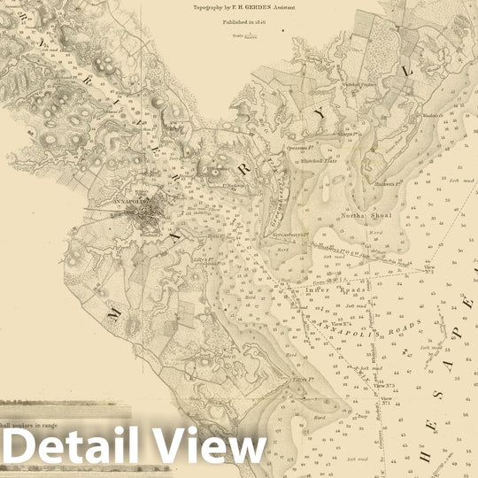 Historic Map : Chart Atlas - 1846 Harbor of Annapolis. - Vintage Wall Art