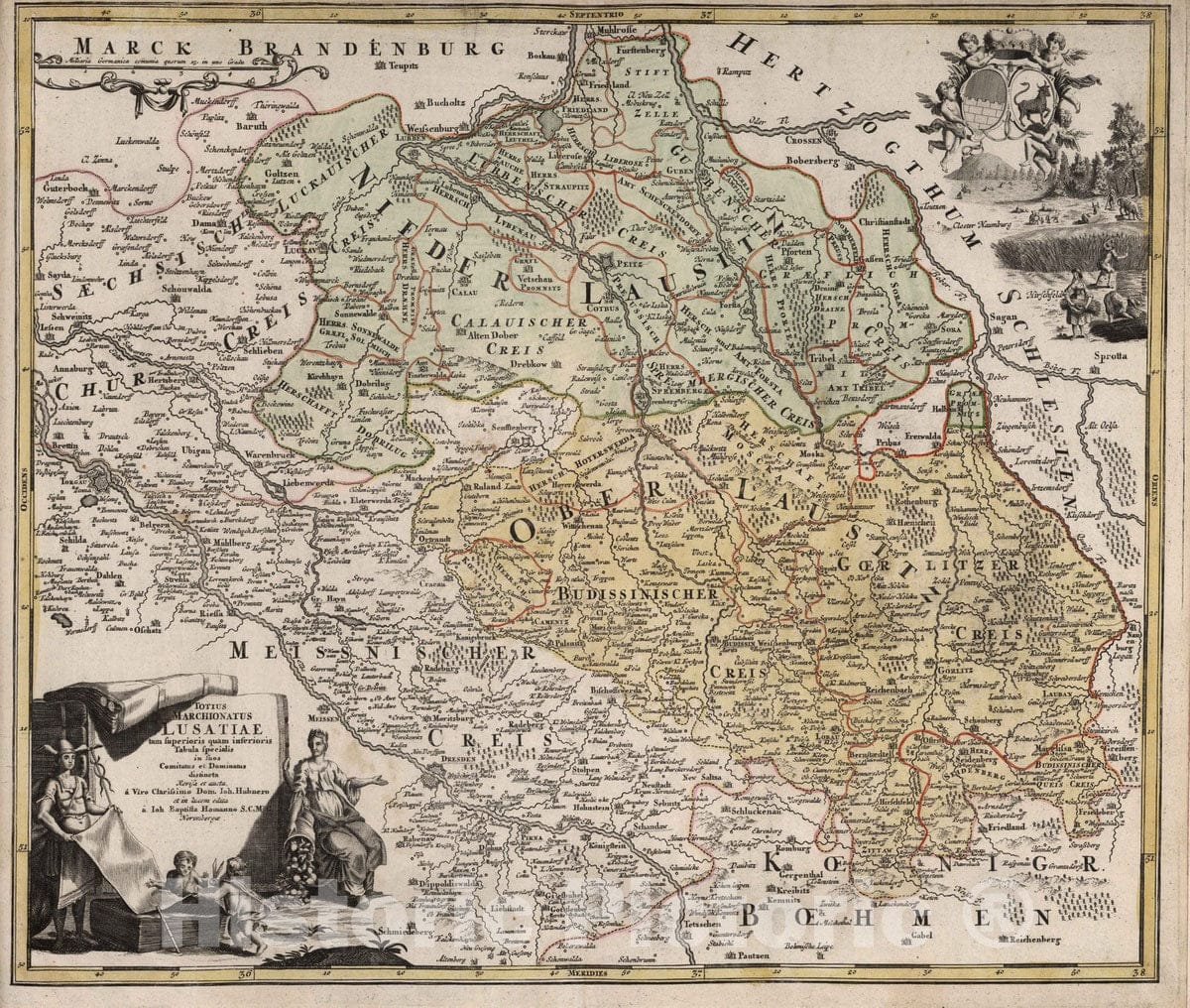 Historic Map : Germany, 1788 Totius Marchionatus Lusatiae. , Vintage Wall Art