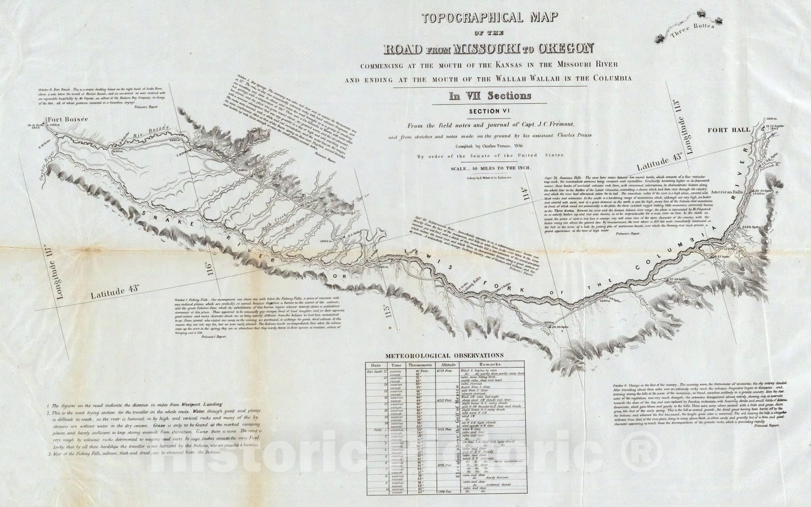 Historic Map : 1846 Map Of The Road From Missouri To Oregon, Section VI. - Vintage Wall Art