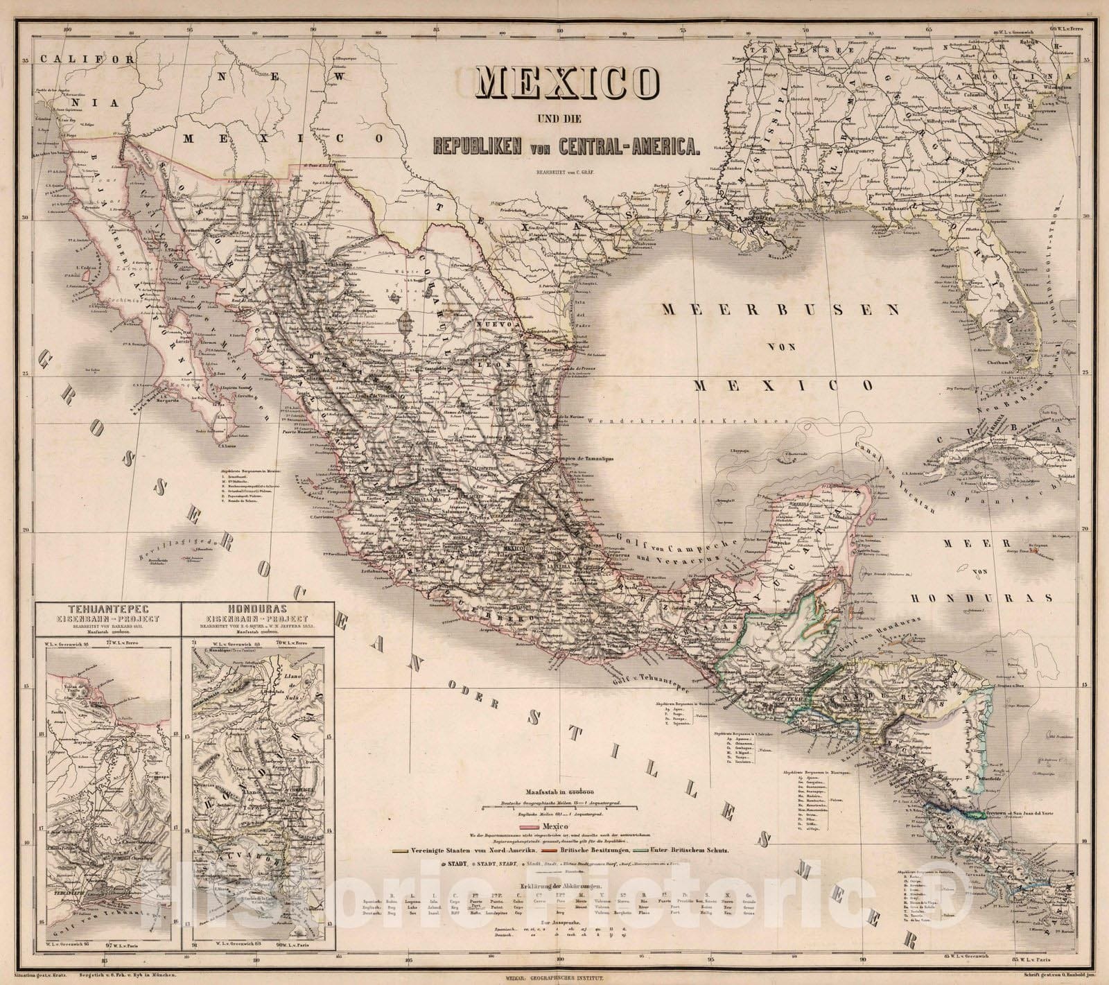 Historic Map : 1875 Mexico. Central America. - Vintage Wall Art