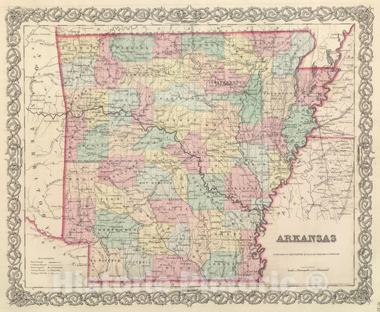 Historic Map : National Atlas - 1857 Arkansas. - Vintage Wall Art