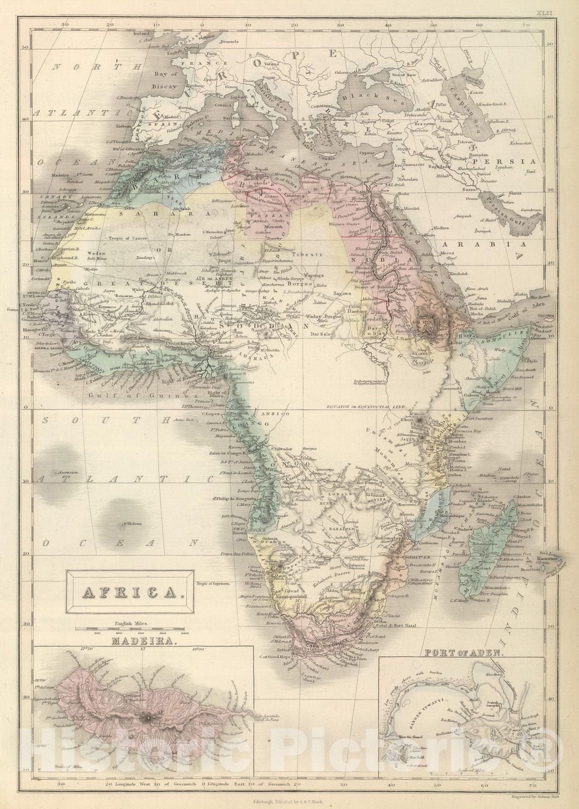 Historic Map : 1854 Map of Africa : Vintage Wall Art