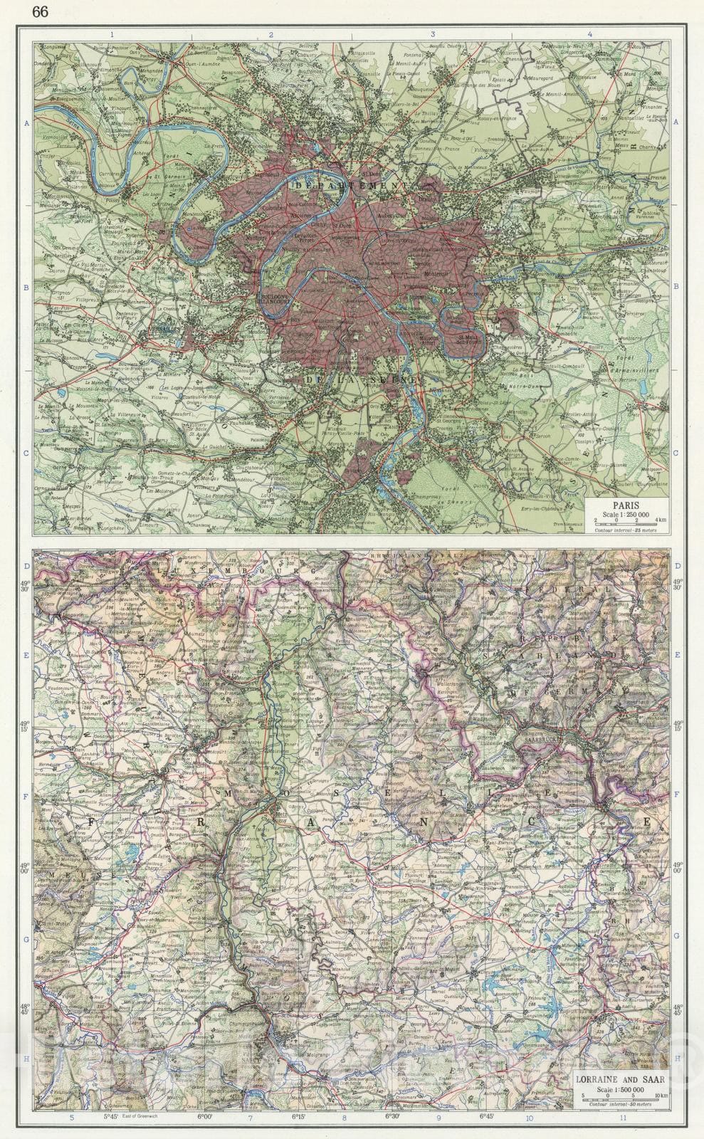 Historic Map : 1967 66. Paris, Lorraine, and Saar. The World Atlas ...