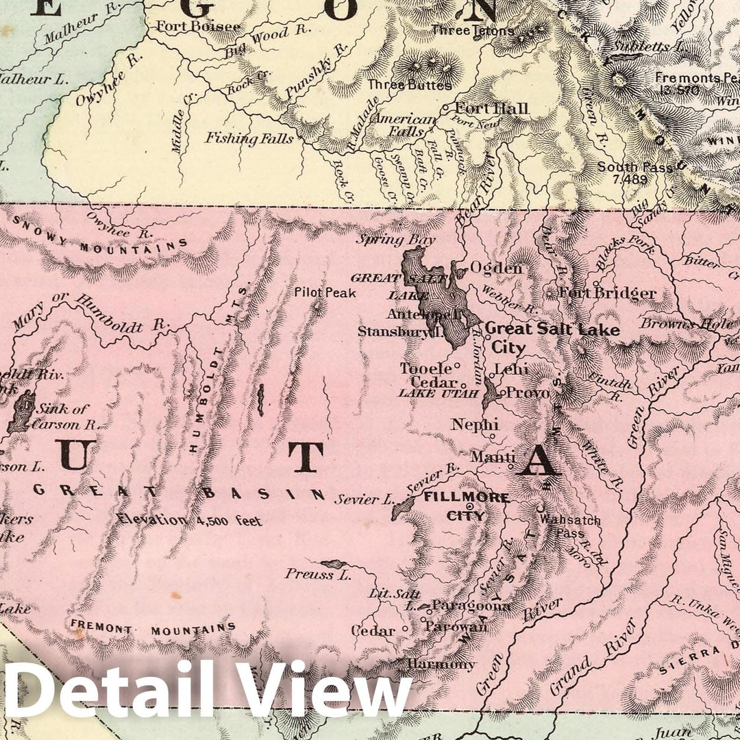 Historic Map : 1858 Oregon, Washington, California, Utah, and New Mexico. - Vintage Wall Art