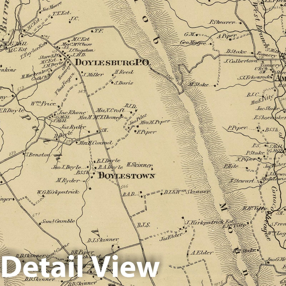 Historic Wall Map : Doylesburg (Pa.), 1868 Fannett, Franklin County, Pennsylvania. Doylesburg. , Vintage Wall Art