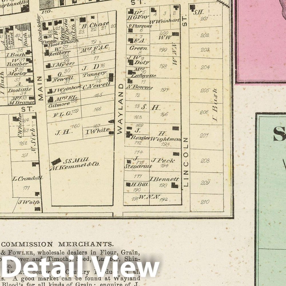 Historic Map : 1873 Wayland. Rathboneville. South Addison. - Vintage Wall Art