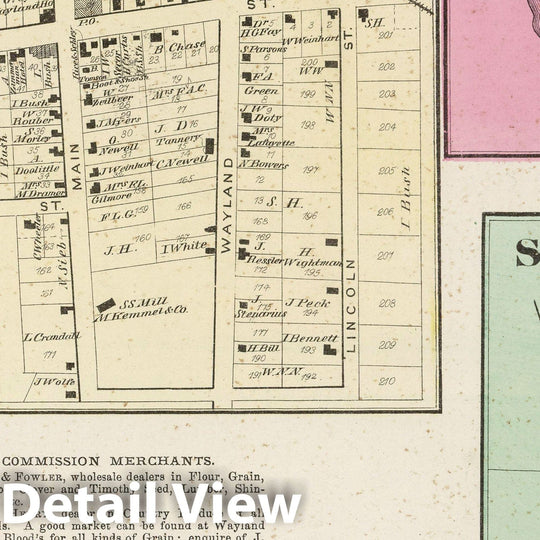Historic Map : 1873 Wayland. Rathboneville. South Addison. - Vintage Wall Art