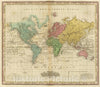 Historic Map : 1825 The World On Mercators Projection. - Vintage Wall Art