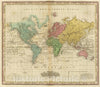 Historic Map : 1825 The World On Mercators Projection. - Vintage Wall Art