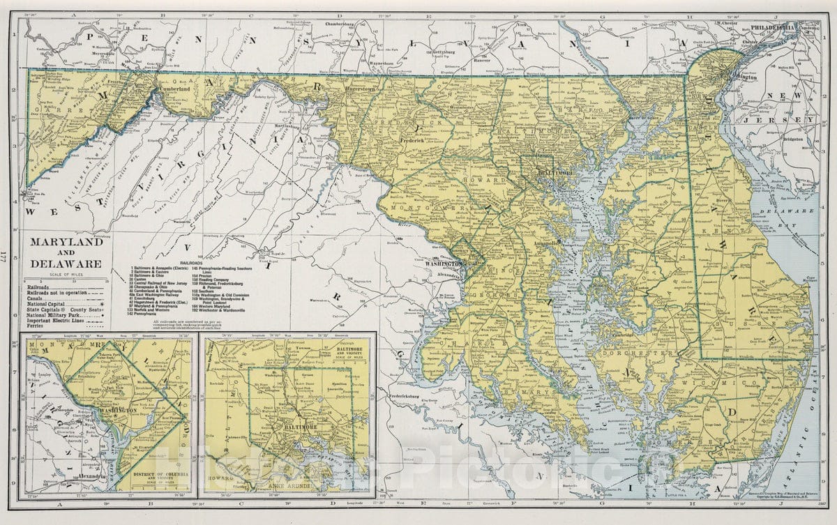 Historic Map : 1948 Maryland. Delaware. - Vintage Wall Art