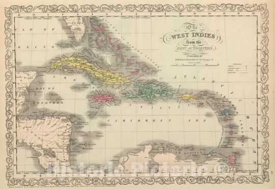 Historic Map : 1859 West Indies. - Vintage Wall Art