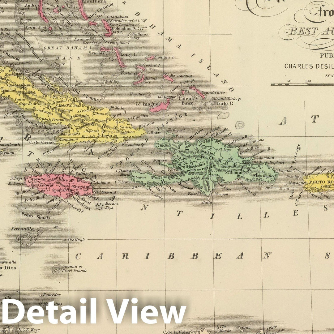 Historic Map : 1859 West Indies. - Vintage Wall Art
