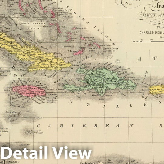 Historic Map : 1859 West Indies. - Vintage Wall Art