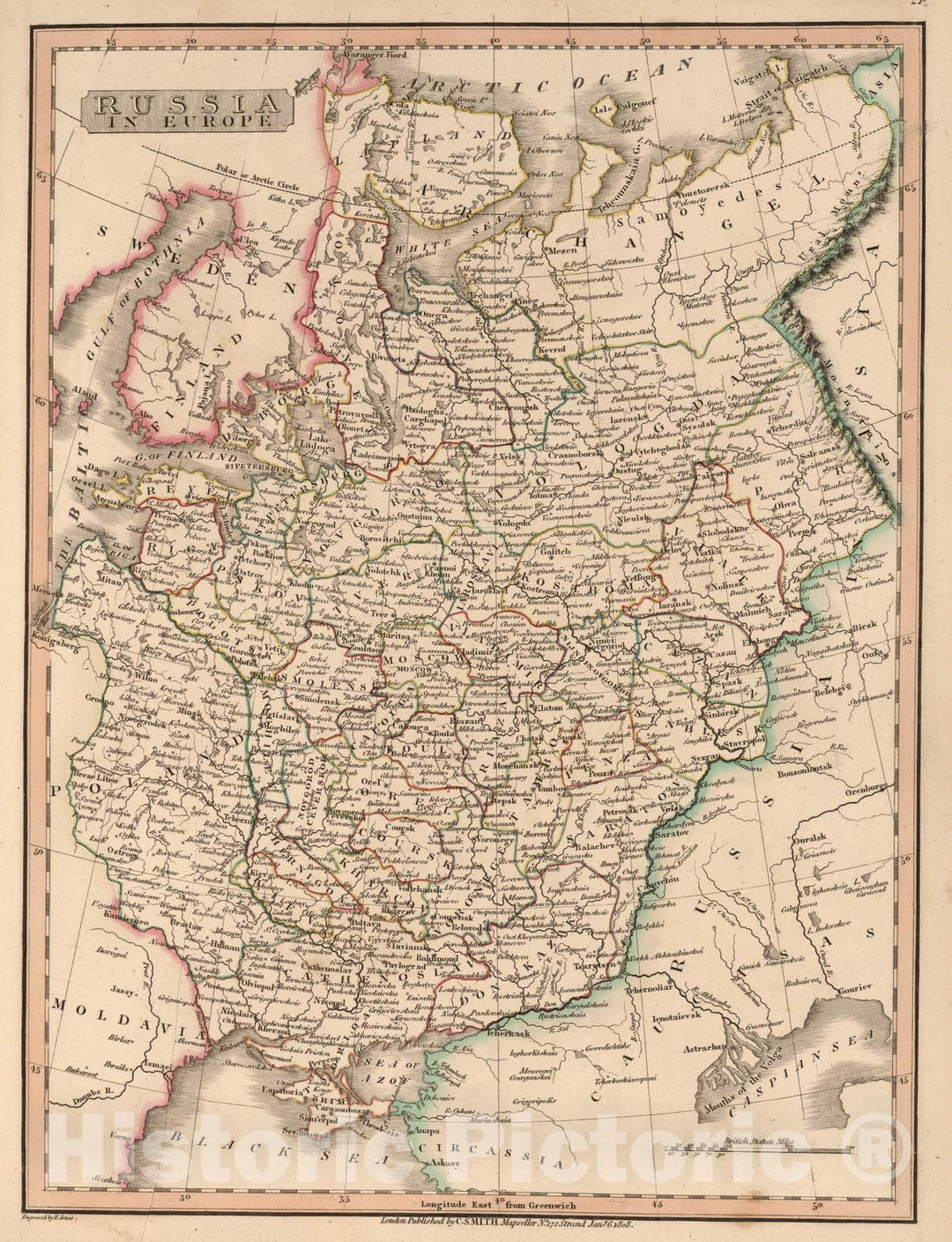 Historic Map : 1808 Russia in Europe. - Vintage Wall Art
