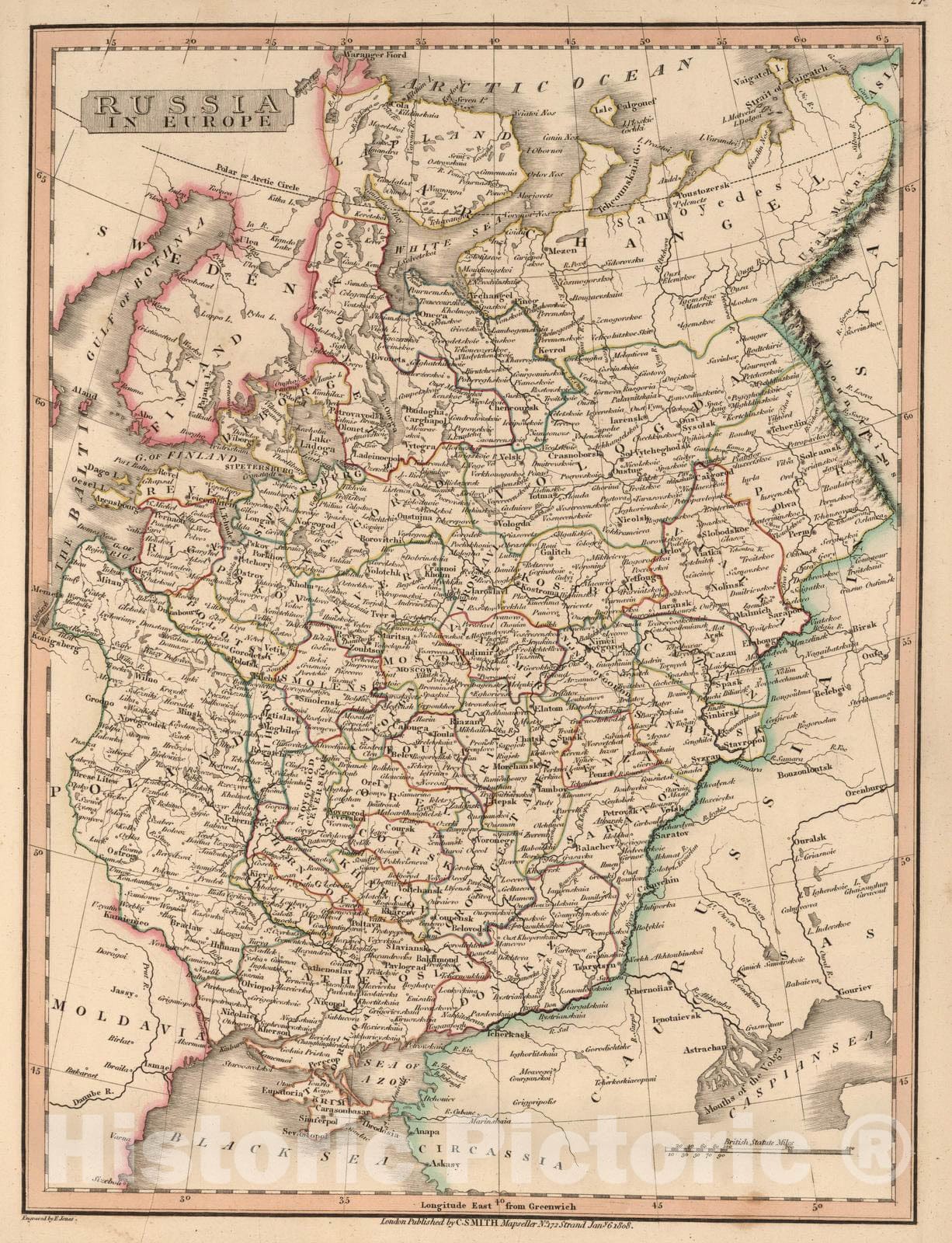 Historic Map : 1808 Russia in Europe. - Vintage Wall Art
