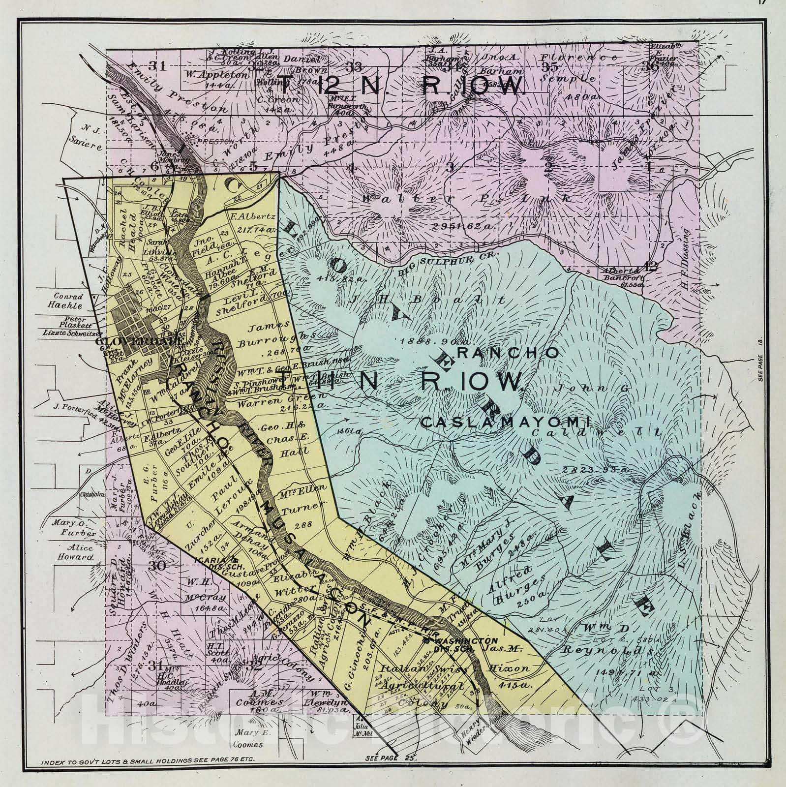 Historic Wall Map : 1898 11-12 N, 10 W. - Vintage Wall Art