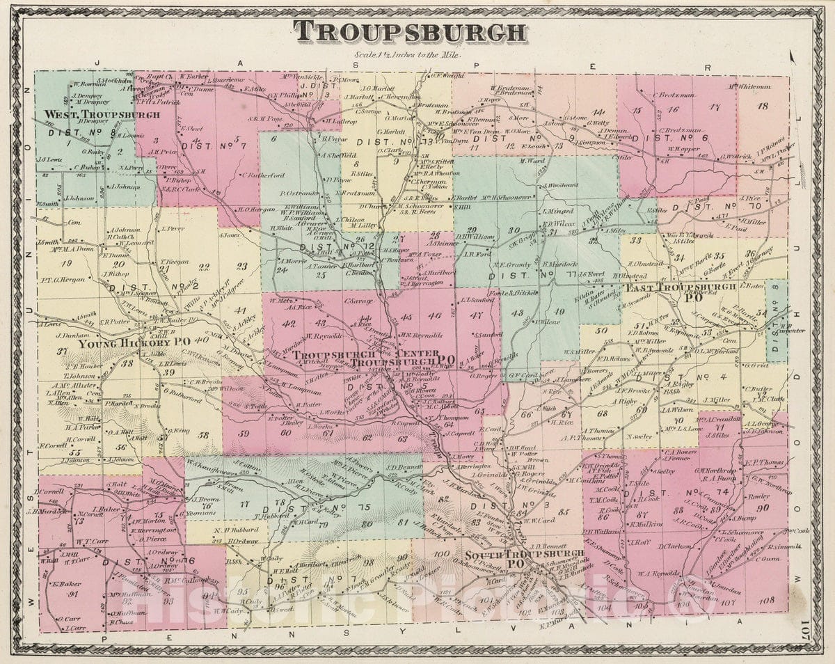 Historic Map : 1873 Troupsburgh. - Vintage Wall Art