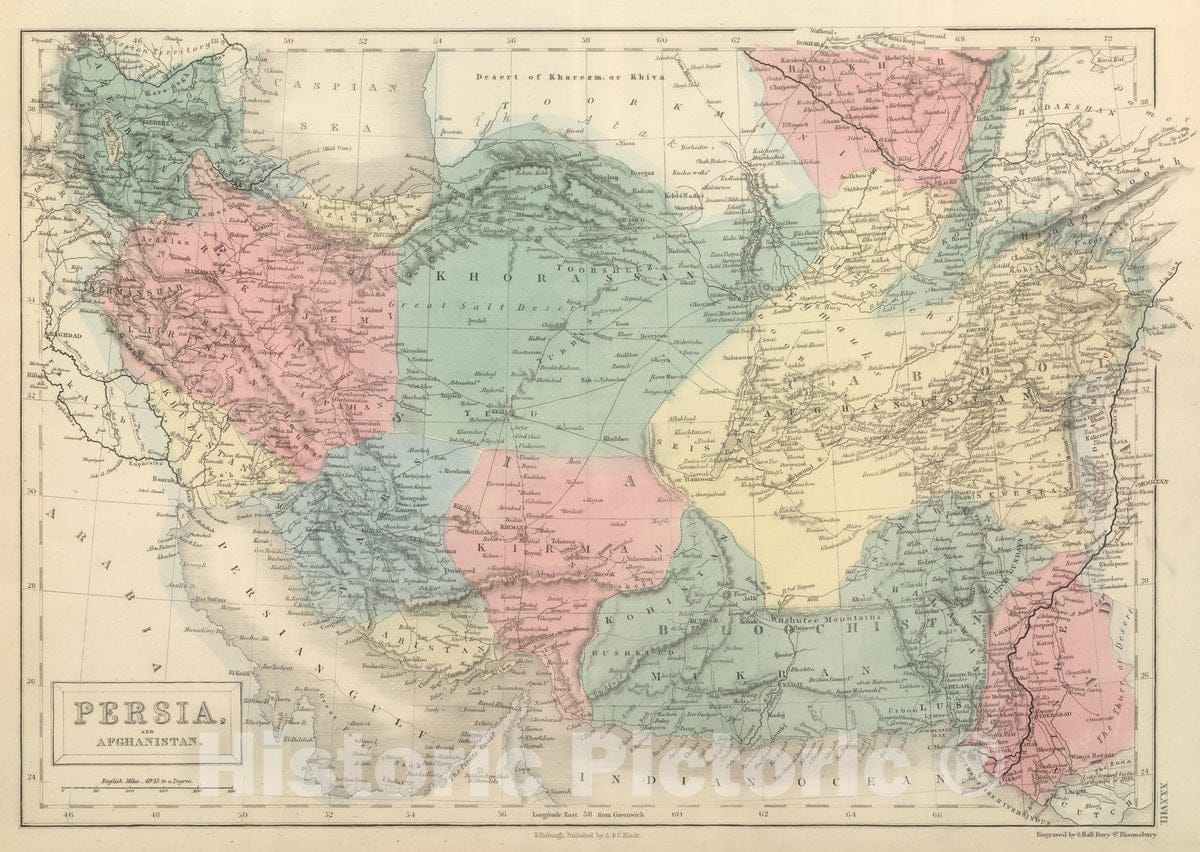 Historic Map : 1854 Persia and Afghanistan : Vintage Wall Art