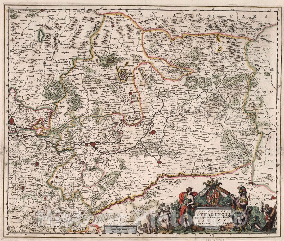 Historic Map : Lorraine , France 1682 Exactissima Lotharingia Tam Regis Gallorum quam Ducis Caroli. , Vintage Wall Art