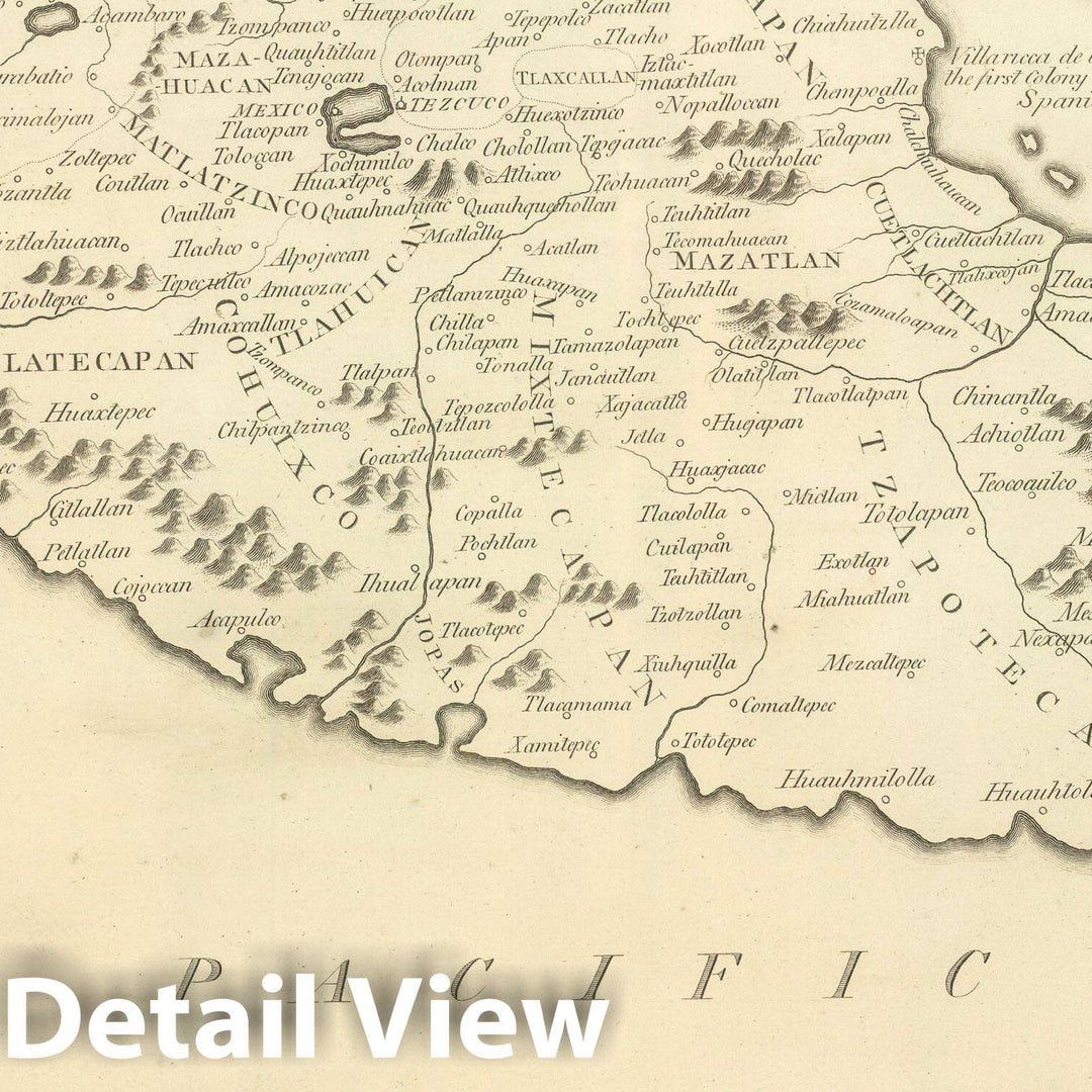 Historic Map : 1824 Anahuac, or the Empire of Mexico, the Kingdoms of Acolhuacan & Michuacan. - Vintage Wall Art