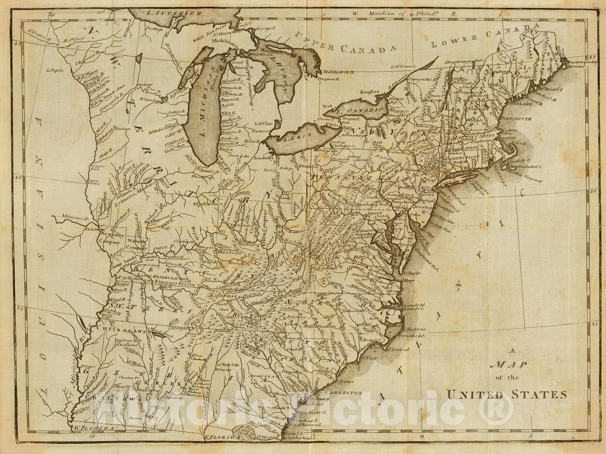 Historic Map : Gazetteer Book - 1795 Map of the United States. - Vintage Wall Art
