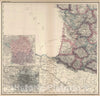 Historic Map : France, 1886 Southwest France. , Vintage Wall Art