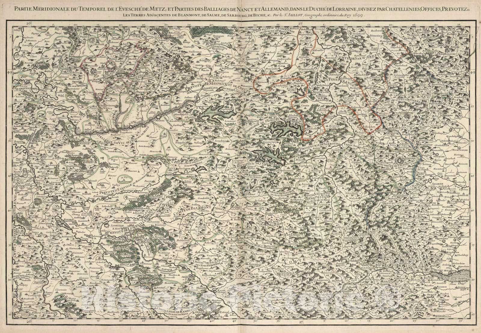 Historic Map : 1699 Le Toulois (northeastern sheet). - Vintage Wall Art