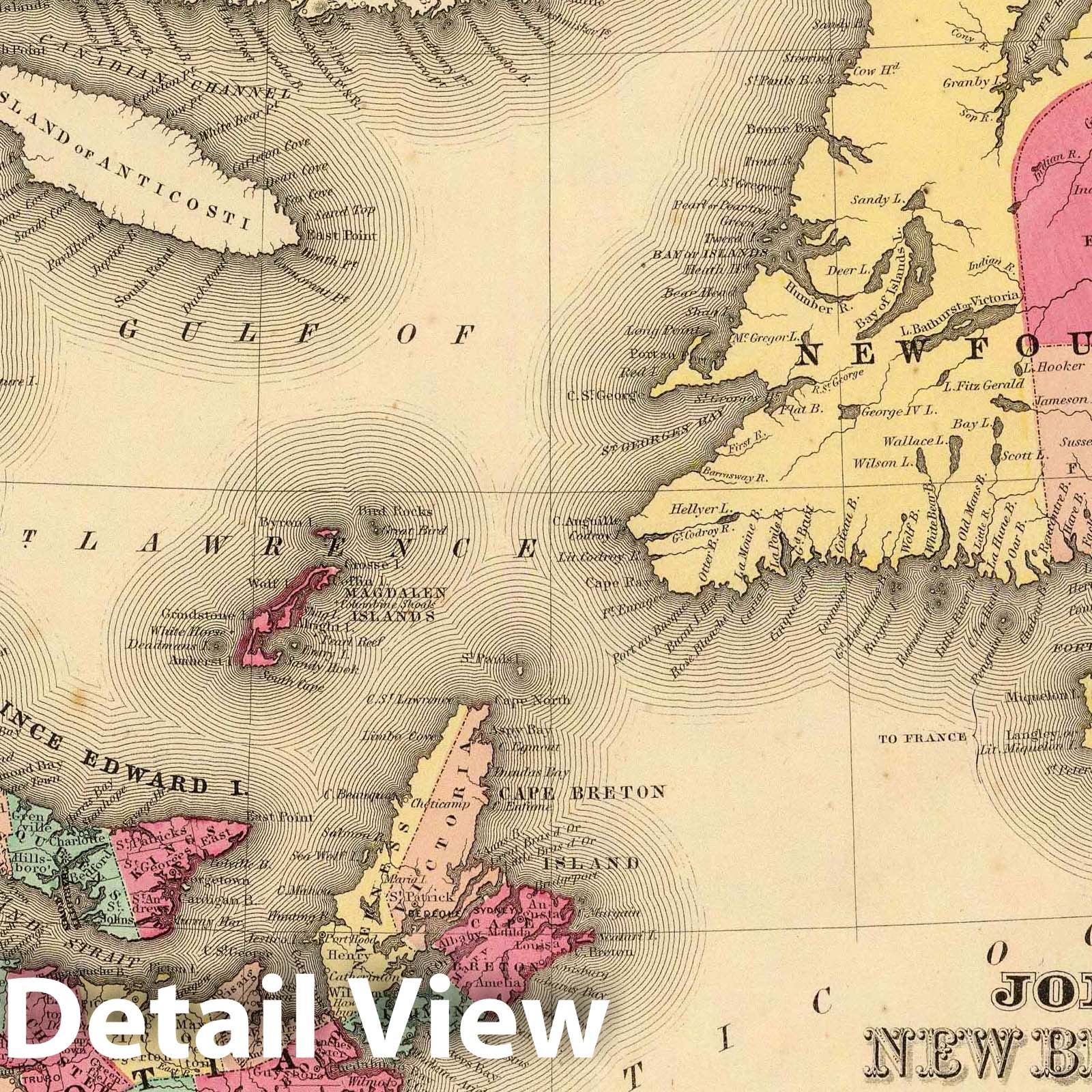 Historic Map : 1860 New Brunswick, Nova Scotia, Newfoundland. and Prince Edward Id. - Vintage Wall Art