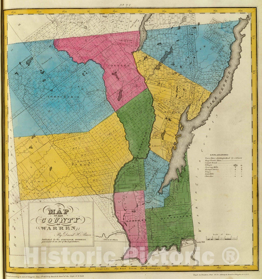 Historic Map : 1829 Warren County. - Vintage Wall Art