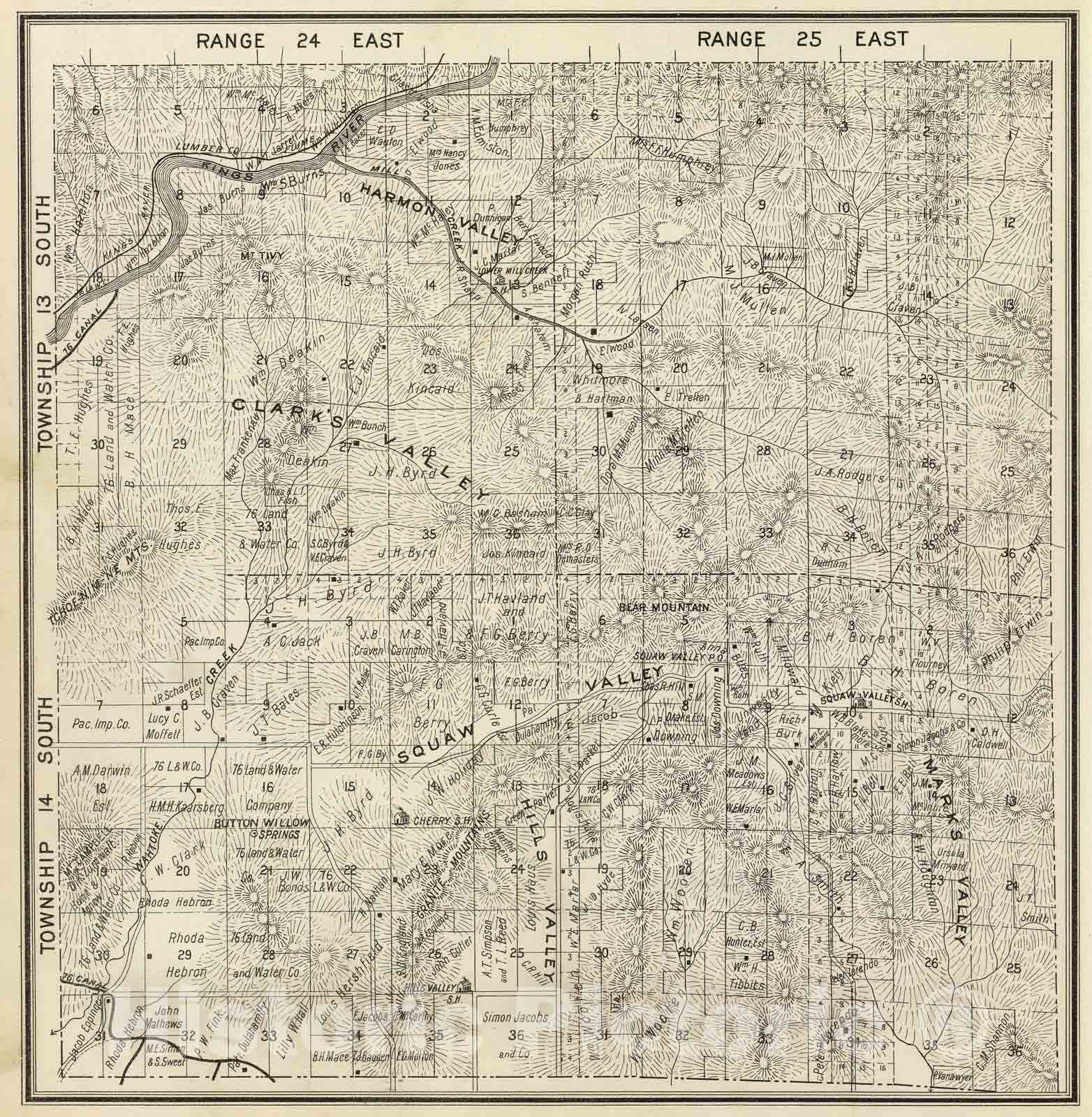 Historic Map : 1891 R.24-25E T.13-14S. - Vintage Wall Art