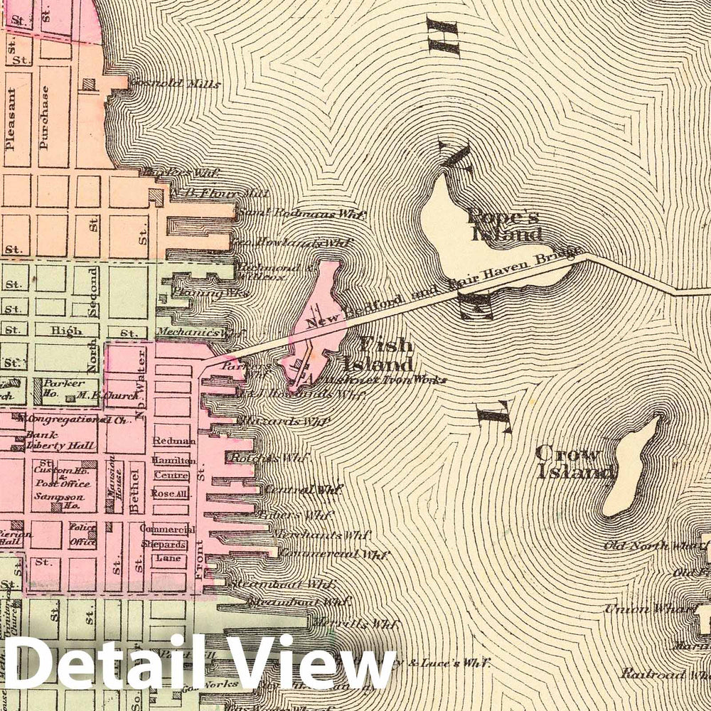 Historic Map : New Bedford (Mass.), Massachusetts, 1871 New Bedford. , Vintage Wall Art