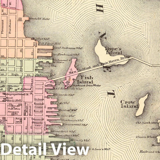 Historic Map : New Bedford (Mass.), Massachusetts, 1871 New Bedford. , Vintage Wall Art