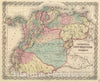 Historic Map : National Atlas - 1857 Venezuela, New Granada (Colombia) and Ecuador. - Vintage Wall Art