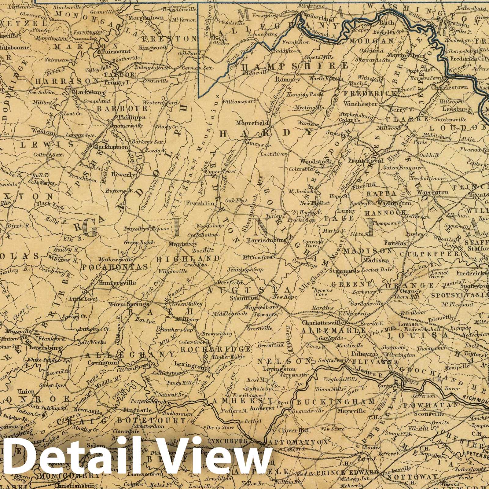 Historic Map : National Atlas - 1856 Virginia, Maryland & Delware. - Vintage Wall Art