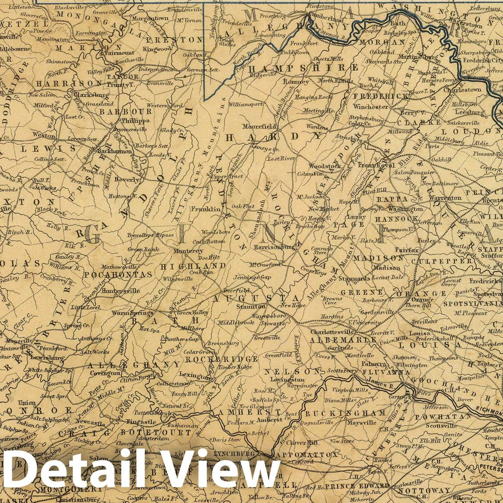 Historic Map : National Atlas - 1856 Virginia, Maryland & Delware. - Vintage Wall Art