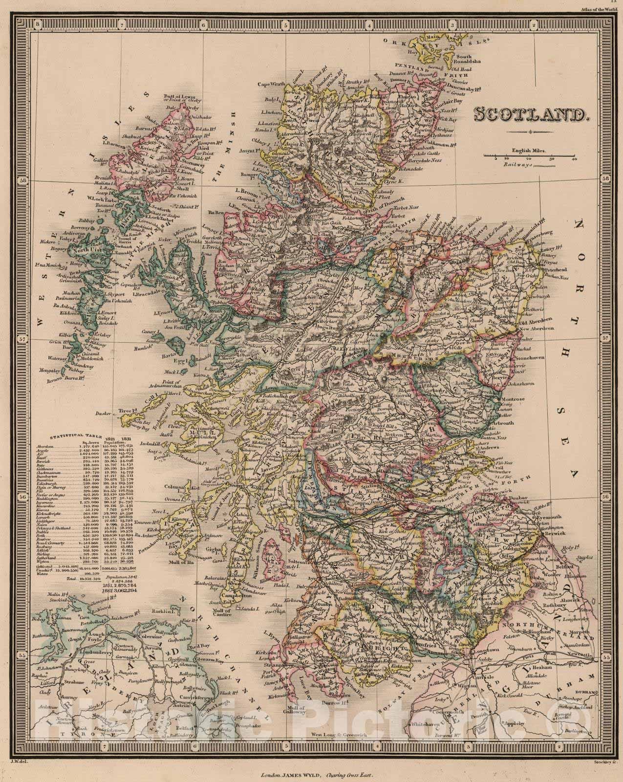 Historic Map : 1864 Scotland - Vintage Wall Art