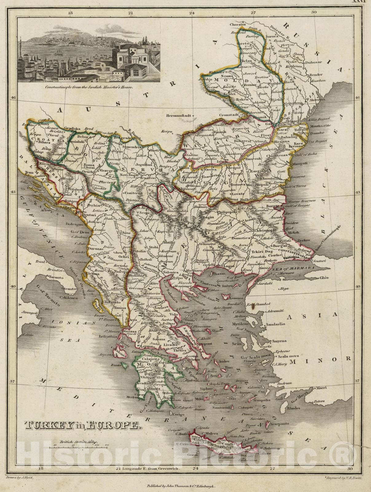 Historic Map : 1824 Turkey in Europe - Vintage Wall Art