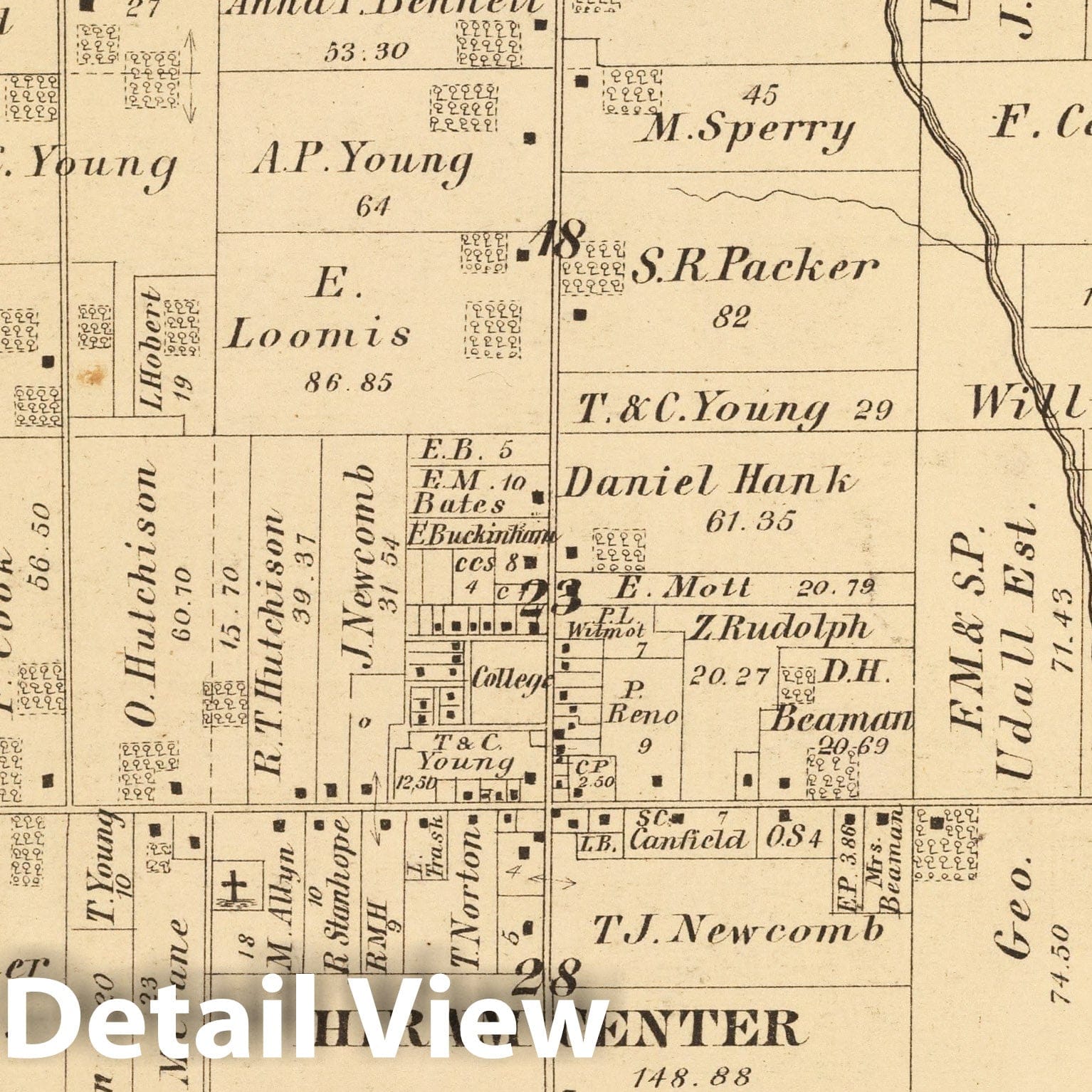 Historic Map - 1874 Hiram Township, Portage County, Ohio. - Vintage Wall Art
