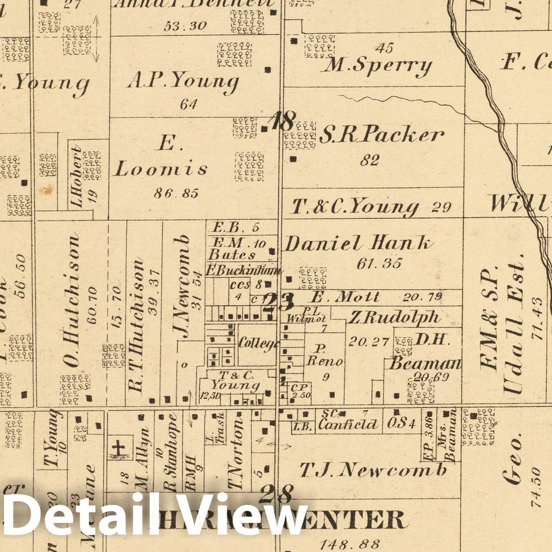 Historic Map - 1874 Hiram Township, Portage County, Ohio. - Vintage Wall Art