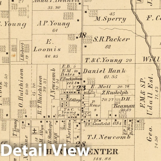 Historic Map - 1874 Hiram Township, Portage County, Ohio. - Vintage Wall Art