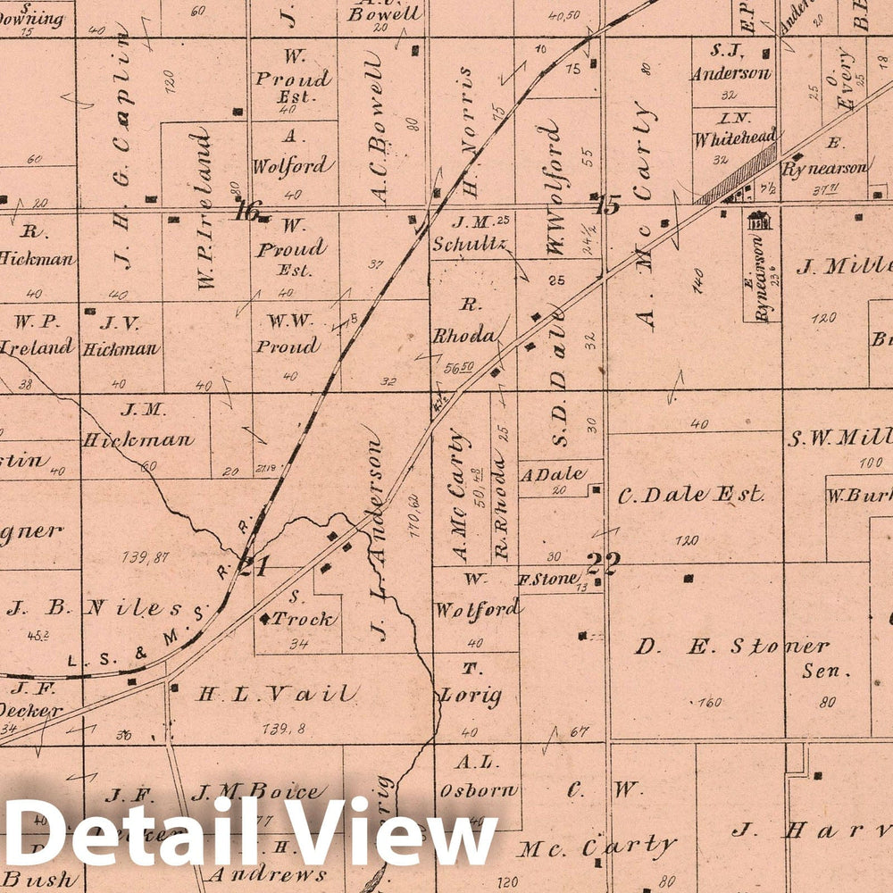 Historic Map : 1874 Kankakee Township, Laporte County, Indiana. - Vintage Wall Art