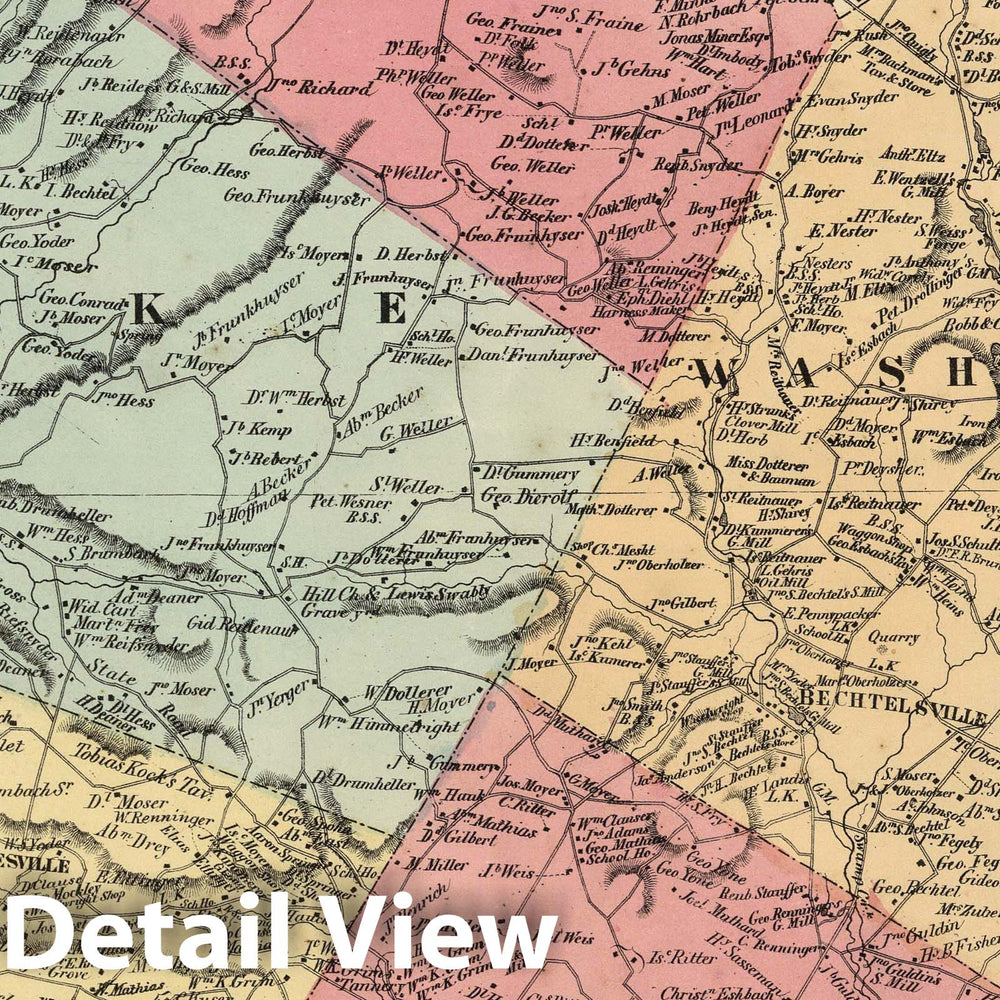 Historic Map : 1862 District, Pike, Washington, Earl, and Colebrookdale Townships, Berks County, Pennsylvania. - Vintage Wall Art