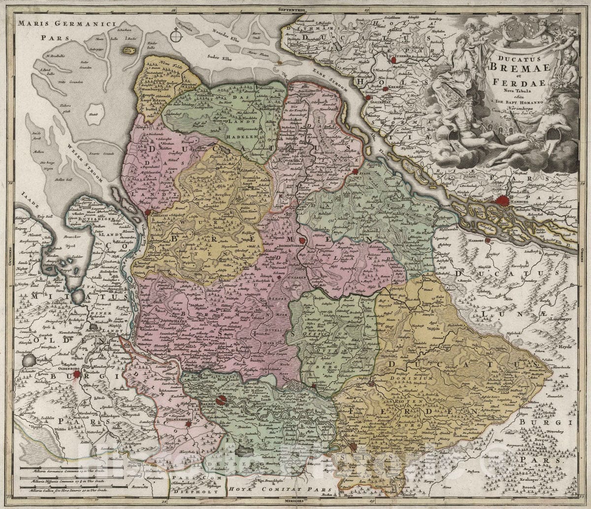 Historic Map : Germany, 1788 Ducatus Bremae et Ferdae. , Vintage Wall Art