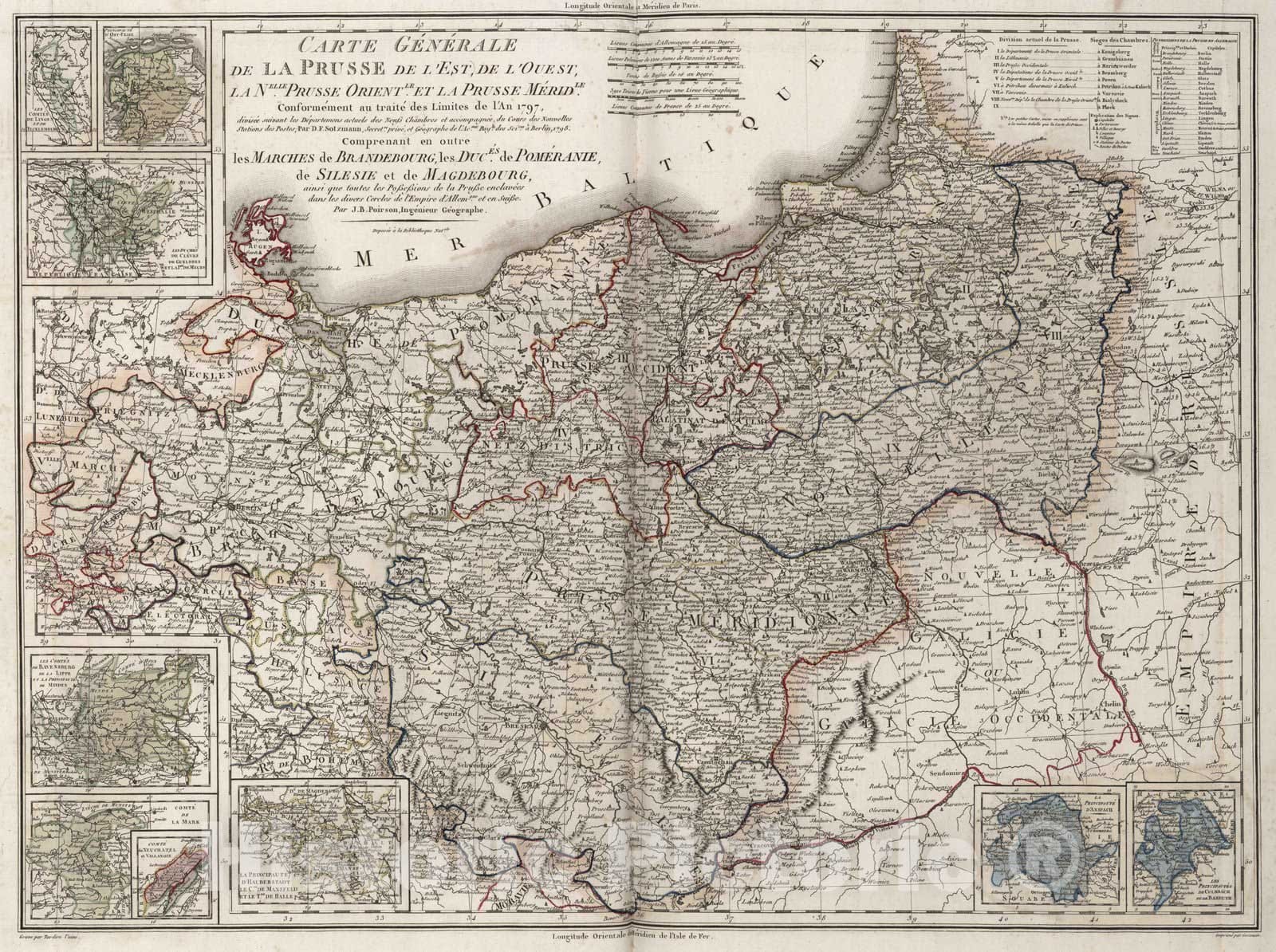 Historic Map : Poland, 1797 XIV. Carte Generale de la Prusse. , Vintage Wall Art