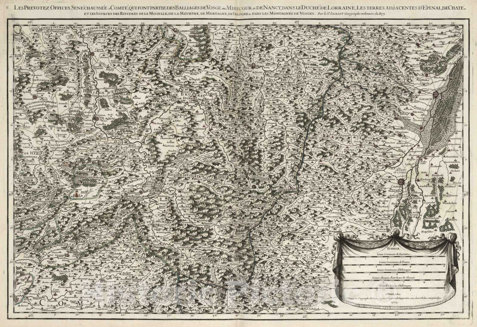 Historic Map : Toulois , France 1699 Le Toulois (southeastern sheet). , Vintage Wall Art