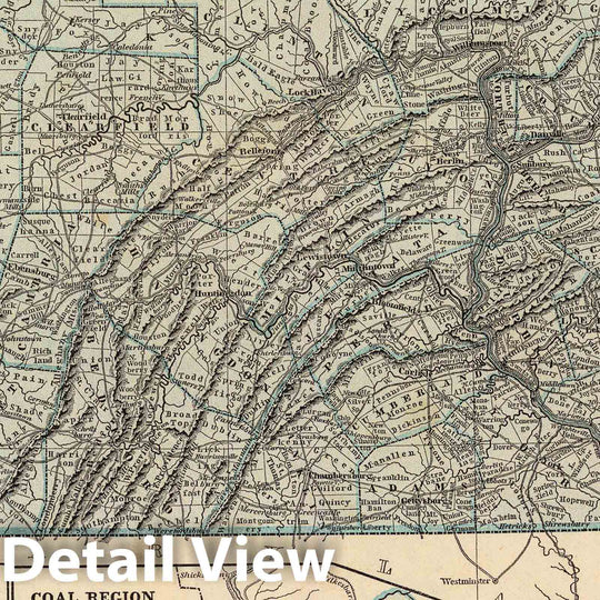 Historic Map : National Atlas - 1845 Pennsylvania. - Vintage Wall Art